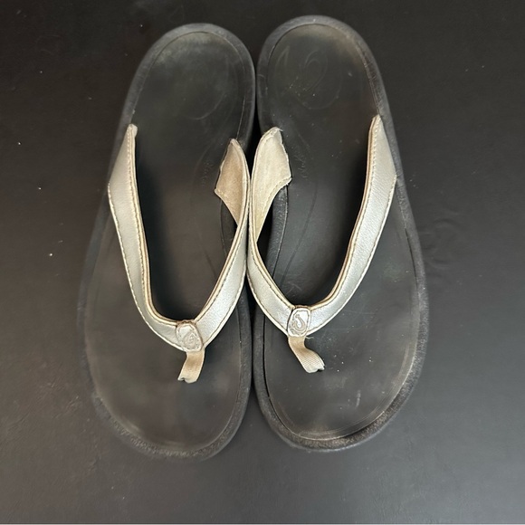 Olukai Kulapa Kai Silver Metallic Slip On Flip Flop Sandal Women’s Size 8 - Picture 6 of 10